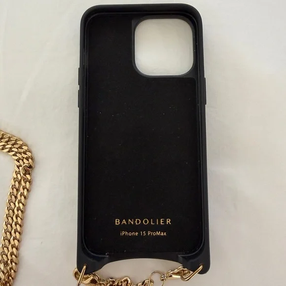 Bandolier Black iPhone 15 ProMax Case with Gold Chain - Picture 6 of 6